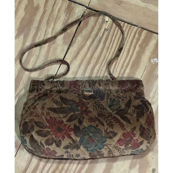 Richmark Vintage‎ Floral Tapestry Boho Retro Purse Shoulder Hinge Closure Lined - Picture 2 of 7